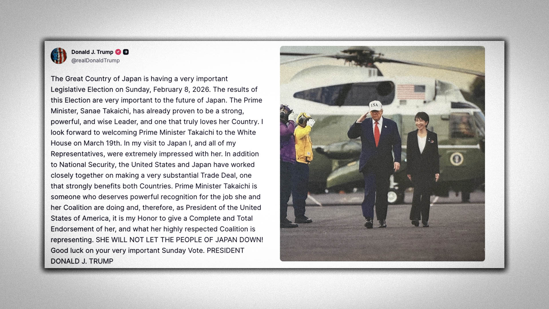 トランプの「高市全面支持」は日本国民と天皇への侮辱だ